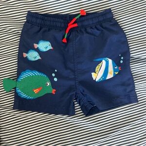 Baby Boden Navy Fish Print Shorts
